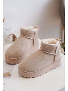 Rock & Joy Botki zimowe w kolorze beżowym rozmiar: 33. Brązowe botki Rock & Joy, na zimę, bez wzorów, z materiału, bez obcasa, bez zapięcia. Za 145,26 zł.