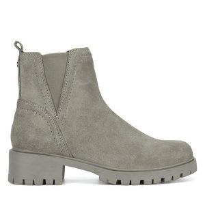 Botki Lasocki. Szare botki Lasocki, bez wzorów, bez obcasa, na płaskiej podeszwie, bez zapięcia. Za 249,99 zł.