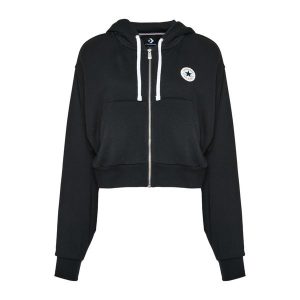 Bluza damska Converse Retro Full-Zip Hoodie. Czarne bluzy Converse, l, bez wzorów, bez kaptura. Za 279,99 zł.