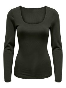 ONLY Koszulka w kolorze khaki rozmiar: XL. Brązowe bluzki ONLY, xl, bez wzorów, bez kołnierzyka, bez ramiączek. Za 52,55 zł.