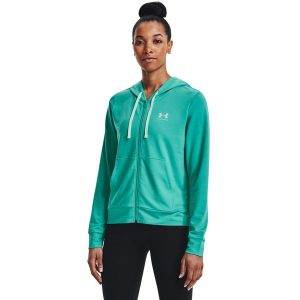 Bluza damska Under Armour Rival Terry FZ Hoodie. Czarne bluzy Under Armour, xl, bez wzorów, bez kaptura. Za 129,99 zł.