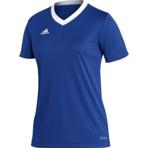 Koszulka piłkarska damska Adidas Entrada 22 Jersey. Czerwone bluzki ADIDAS, xl, bez wzorów, z jersey, sportowe, bez kołnierzyka, bez ramiączek. Za 69,88 zł.