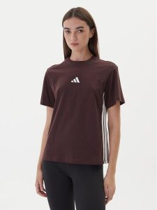 Adidas T-Shirt Essentials 3-Stripes JX7621 Brązowy Regular Fit. Brązowe t-shirty ADIDAS, l, bez wzorów, z bawełny, bez kołnierzyka, bez ramiączek. Za 99,99 zł.