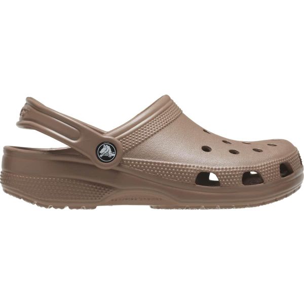Klapki dla dorosłych Crocs Classic. Brązowe klapki Crocs, bez wzorów, bez obcasa. Za 224,96 zł.