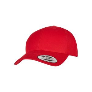 Czapka typu snapback Flexfit Classic. Czerwone czapki FLEXFIT, bez wzorów, z materiału. Za 76,20 zł.