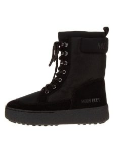 Moon Boot Skórzane botki "Ltrack Combat" w kolorze czarnym rozmiar: 35. Czarne botki Moon Boot, bez wzorów, z materiału, bez obcasa, bez zapięcia. Za 412,88 zł.