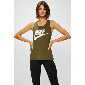 Nike Sportswear - Top 831731. Szare topy marki Nike Sportswear, z nadrukiem, z dzianiny, casualowe, z okrągłym kołnierzem, bez rękawów. W wyprzedaży za 99,90 zł.