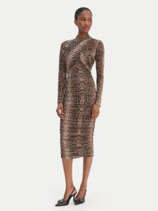 Bardot Sukienka koktajlowa Aliyah 56305DB4 Brązowy Slim Fit. Brązowe sukienki Bardot, xs, bez wzorów, z syntetyku, wizytowe, bez kołnierzyka, bez ramiączek. Za 529,99 zł.