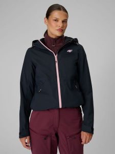 4F Kurtka trekkingowa membrana 10000 damska - czarna XS. Czarne kurtki 4f, m, bez wzorów, bez kaptura. Za 399,99 zł.