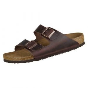 Klapki unisex Birkenstock Arizona WB. Brązowe klapki Birkenstock, bez wzorów, z materiału, bez obcasa. Za 449,00 zł.