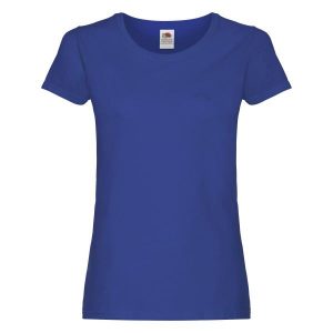 Oryginalna Bawełniana Koszulka Dla Kobiet. Niebieskie bluzki FRUIT OF THE LOOM, s, bez wzorów, z bawełny, sportowe, bez kołnierzyka, bez ramiączek. Za 37,99 zł.