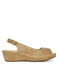 Clara Barson Sandały WFA3906-1 Beżowy. Brązowe sandały Clara Barson, bez wzorów, z materiału, bez obcasa, na koturnie, bez zapięcia. Za 119,99 zł.