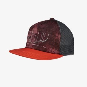 Czapka Buff Explore Trucker Cap. Czerwone czapki Buff, bez wzorów, sportowe. W wyprzedaży za 112,43 zł.