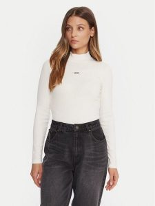 Guess Jeans Golf W5BP23 KA0H1 Beżowy Slim Fit. Brązowe golfy Guess Jeans, z aplikacjami, z bawełny. Za 159,99 zł.