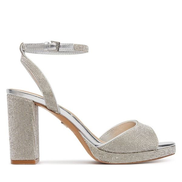 Sandały Aldo. Szare sandały ALDO, bez wzorów, bez obcasa, na słupku, bez zapięcia. Za 499,99 zł.