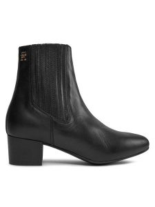 Tommy Hilfiger Botki Essential Leather Boot FW0FW07759 Czarny. Czarne botki TOMMY HILFIGER, bez wzorów, ze skóry, bez obcasa, na słupku, bez zapięcia. Za 599,99 zł.