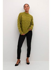 Kaffe Sweter "Jane" w kolorze zielonym rozmiar: L. Zielone swetry oversize Kaffe, l, bez wzorów, z wełny, bez ramiączek. Za 129,57 zł.