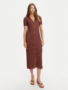 TWINSET Sukienka dzianinowa 251TT3190 Brązowy Slim Fit. Brązowe sukienki Twinset, xxl, bez wzorów, z dzianiny, bez kołnierzyka, bez ramiączek. Za 689,99 zł.