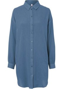Długa bluzka muślinowa oversize. Brązowe bluzki bonprix, bez wzorów, bez kołnierzyka, bez ramiączek. Za 129,99 zł.