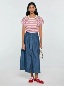 Spódnica damska midi jeansowa rozkloszowana granatowa Bria 544. Niebieskie spódnice Big Star, na co dzień, uniwersalny, bez wzorów, z denimu, casualowe, midi. Za 229,99 zł.