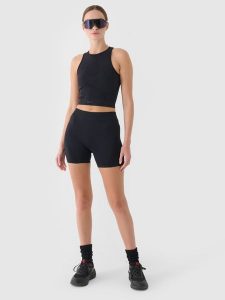 4F Legginsy krótkie treningowe damskie - czarne XS/S. Czarne legginsy 4f, bez wzorów, z dzianiny, z podwyższonym stanem, krótkie. W wyprzedaży za 39,99 zł.