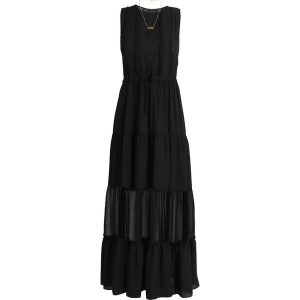 Scotch & Soda SLEEVELESS SILKY FEEL DRESS WITH SHEER INSERTS AND RUFF Długa sukienka black. Sukienki marki Scotch & Soda. W wyprzedaży za 401,40 zł.