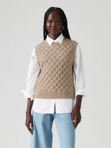 Levi's Bezrękawnik w kolorze karmelowym rozmiar: L. Brązowe kamizelki Levi's®, l, bez wzorów, z wełny, bez kołnierzyka, bez ramiączek, bez kaptura. Za 121,45 zł.