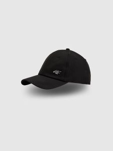 4F Czapka z daszkiem strapback uniseks - czarna S/M (58cm). Czarne czapki 4f, bez wzorów, klasyczne. Za 69,99 zł.