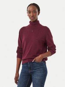 Tommy Jeans Golf Essential DW0DW23361 Fioletowy Regular Fit. Fioletowe golfy Tommy Jeans, bez wzorów, z bawełny. Za 369,99 zł.