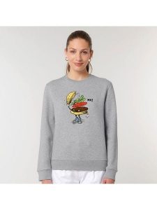 WOOOP Bluza "Burger greeting" w kolorze szarym rozmiar: M. Szare bluzy Wooop, m, bez wzorów, bez kaptura. Za 108,99 zł.