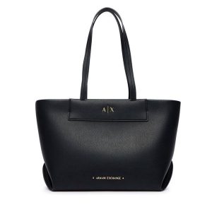 Torebka Armani Exchange. Czarne shopper bag Armani Exchange, bez wzorów, bez dodatków. Za 654,99 zł.