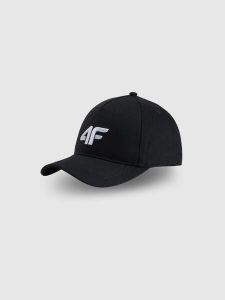 4F Czapka z daszkiem strapback damska - czarna S/M. Czarne czapki 4f, bez wzorów, z bawełny, sportowe. Za 59,99 zł.