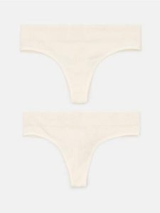 Prążkowane stringi 2 pack - biały. Białe stringi Sinsay, bez wzorów, prążkowane. Za 15,99 zł.