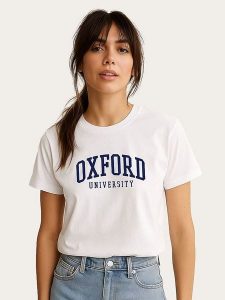 WOOOP Koszulka "Oxford University 2" w kolorze białym rozmiar: S. Białe bluzki Wooop, s, bez wzorów, z bawełny, bez kołnierzyka, bez ramiączek. Za 56,99 zł.