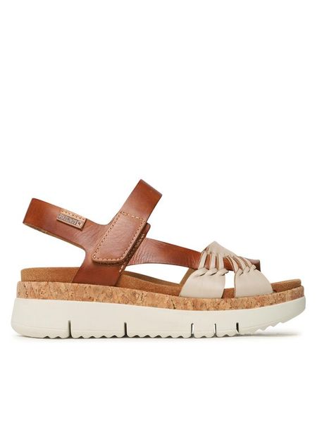 Pikolinos Sandały W4N-0968C1 Beżowy. Brązowe sandały Pikolinos, bez wzorów, ze skóry, bez obcasa, na koturnie, bez zapięcia. Za 519,99 zł.