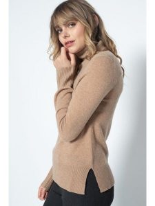 Perfect Cashmere Kaszmirowy golf "Tracy" w kolorze beżowym rozmiar: S. Brązowe golfy Perfect Cashmere, bez wzorów, z kaszmiru. Za 413,99 zł.