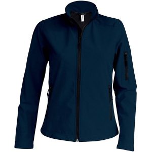 Kurtka damska Kariban Softshell. Niebieskie kurtki KARIBAN, bez wzorów, z softshellu, bez kaptura. Za 202,50 zł.