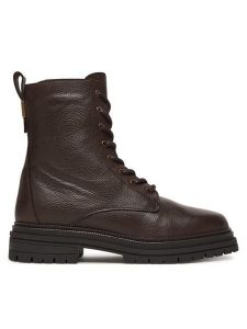 Tommy Hilfiger Trapery Th Plaque Pebble Lace Boot Warm FW0FW08767 Brązowy. Brązowe buty zimowe TOMMY HILFIGER, ze skóry, bez obcasa, bez zapięcia. Za 679,99 zł.