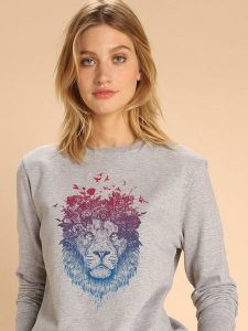 WOOOP Bluza "Floral Lion" w kolorze szarym rozmiar: L. Szare bluzy Wooop, l, bez wzorów, z bawełny, bez kaptura. Za 108,99 zł.