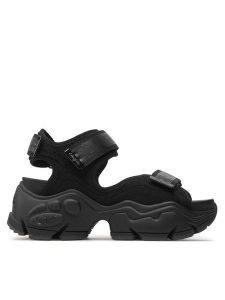 Buffalo Sandały Binary 0 1602196 Czarny. Czarne sandały Buffalo, bez wzorów, ze skóry, bez obcasa, na płaskiej podeszwie, bez zapięcia. Za 309,99 zł.