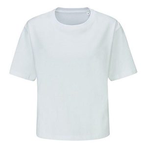 T-shirt Damski Ciężkiej Grubości Cropped. Białe t-shirty MANTIS, bez wzorów, bez kołnierzyka, bez ramiączek. Za 64,99 zł.