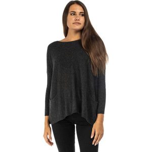 Sweter w kolorze ciemnoszarym. Szare swetry oversize marki Kaszmirowa klasyka, z asymetrycznym kołnierzem. W wyprzedaży za 149,95 zł.
