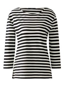 Oui Koszulka w kolorze czarno-kremowym rozmiar: 44. Brązowe bluzki Oui, bez wzorów, bez kołnierzyka, bez ramiączek. Za 130,99 zł.