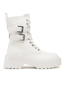 DeeZee Trapery WS5656-01 Biały. Białe buty zimowe DeeZee, ze skóry, bez obcasa, bez zapięcia. Za 179,99 zł.