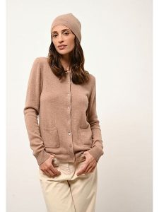 Just Cashmere Kaszmirowy kardigan "Katharine" w kolorze karmelowym rozmiar: L. Brązowe kardigany Just Cashmere, z kaszmiru. Za 240,99 zł.
