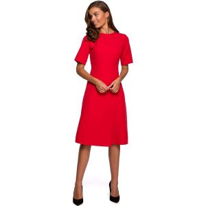 Sukienka z Kopertowym Dołem - Czerwona. Czerwone sukienki MOE, l, bez wzorów, z elastanu, wizytowe, bez kołnierzyka, bez ramiączek, kopertowe. Za 254,90 zł.
