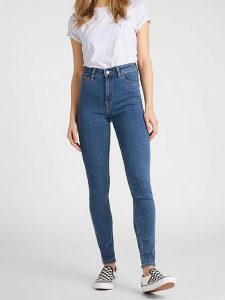 Lee Dżinsy "Ivy" - Skinny fit - w kolorze niebieskim rozmiar: W26/L33. Niebieskie jeansy Lee, z aplikacjami, z podwyższonym stanem. Za 127,05 zł.