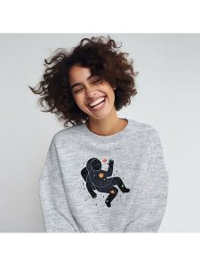 WOOOP Bluza "Inner space" w kolorze szarym rozmiar: L. Szare bluzy Wooop, l, bez wzorów, z bawełny, bez kaptura. Za 100,99 zł.