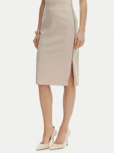 Rinascimento Spódnica ołówkowa CFC0127985003 Beżowy Slim Fit. Brązowe spódnice Rinascimento, s, bez wzorów, z syntetyku. Za 379,99 zł.