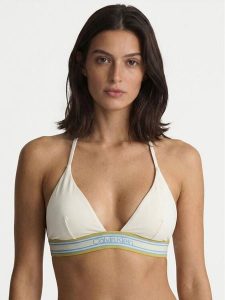 Calvin Klein Swimwear Góra od bikini LV00Q61214 Kremowy. Białe bikini Calvin Klein Swimwear, bez wzorów, z syntetyku. Za 249,99 zł.